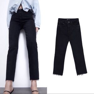 NWT Zara Rustic Black Slim Fit Hi Rise Open Hem 2